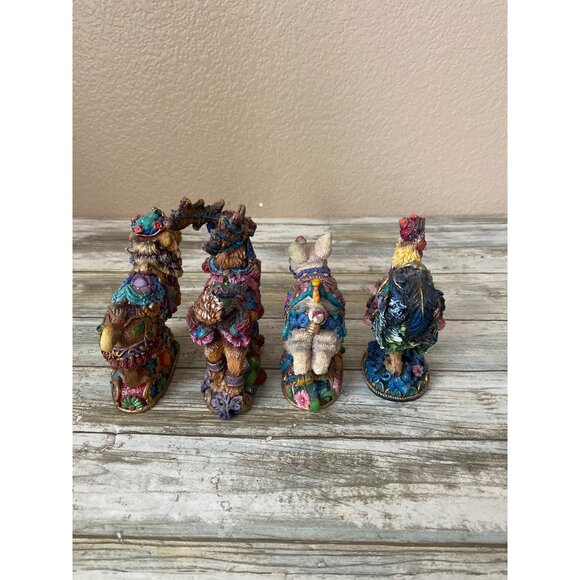 Crinkle Carousel Dept 56 Possible Dreams Lot of 4 Animals 1998 Resin Lion Pig - Picture 4 of 16